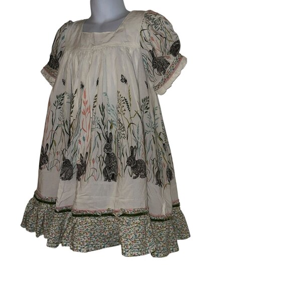 Bunny Rabbit Easter Dress Toddler Girls 3T Bunnies Playing in Grassy Field - Picture 5 of 9